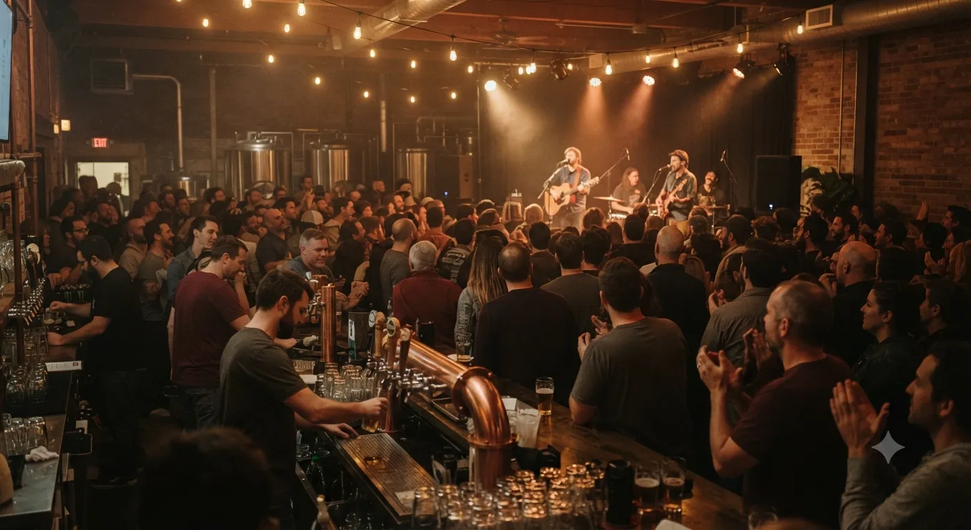 A live music venue set up and ready for a show